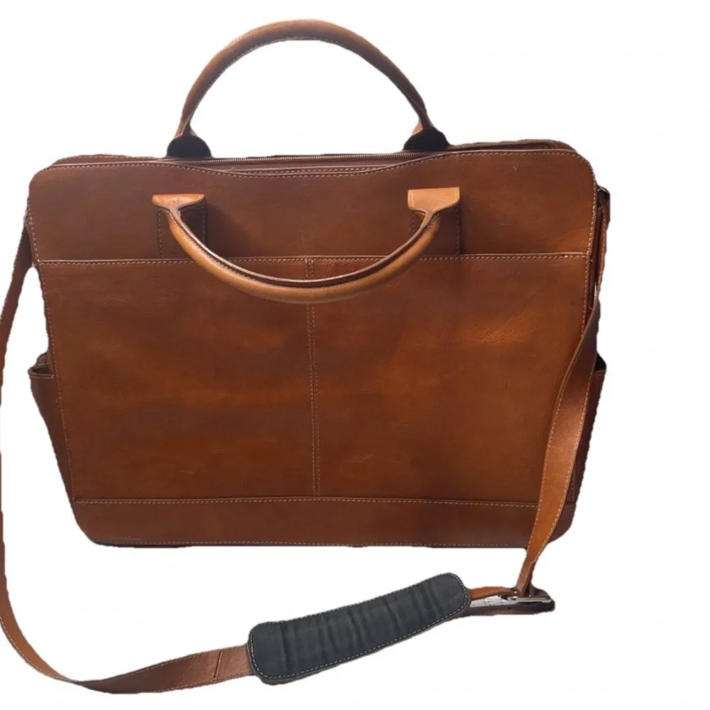 Vintage Franklin Covey Full Grain Leather Briefcase Laptop Bag
